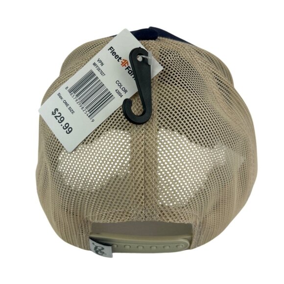 America We Grow Beer Trucker Hat Navy Beige Snapback Adjustable Mesh Back - Picture 3 of 7